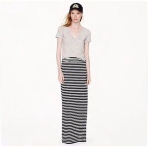 J. Crew Women's Black and White Striped Stretch Maxi Skirt Size Small